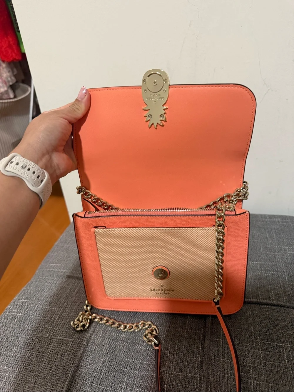 Canvas & Coral Pineapple Accent Crossbody Bag